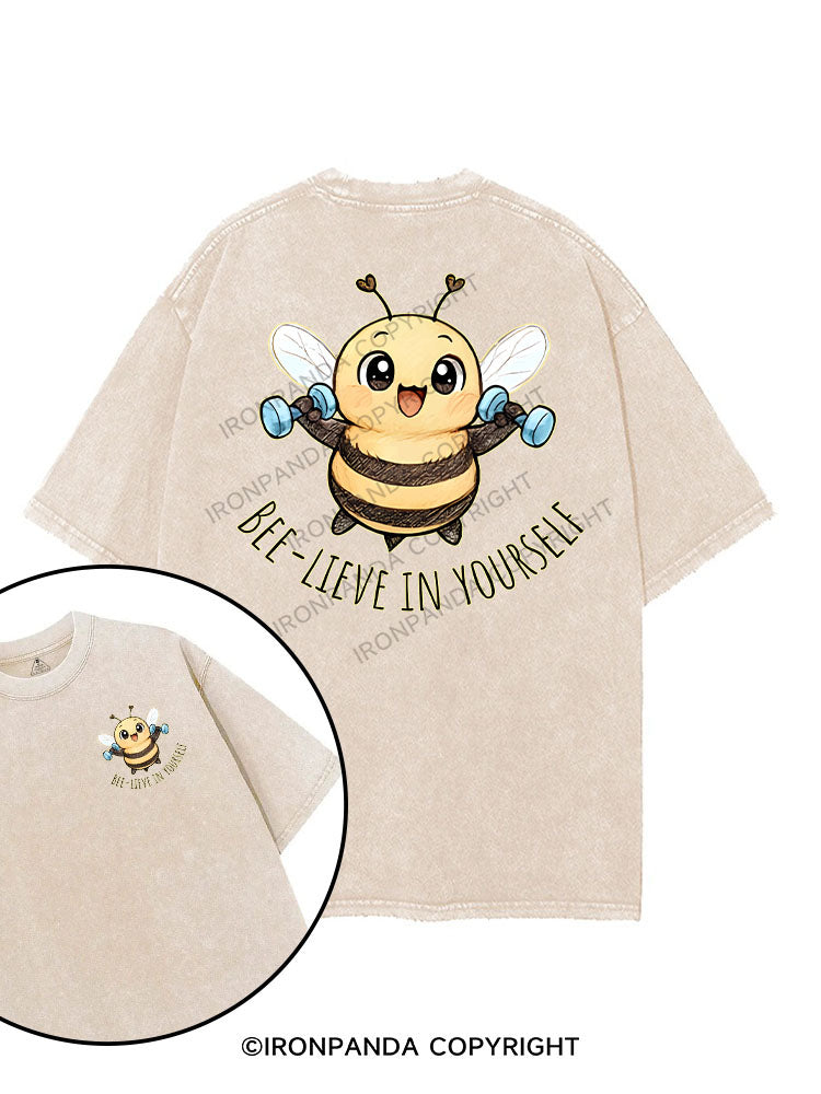 BEE-LIEVE IN YOURSELF printed Gym Shirt