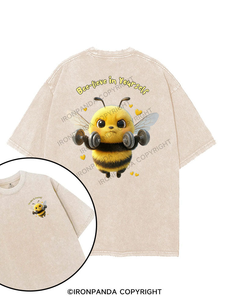 BEE-LIEVE IN YOURSELF printed Gym Shirt