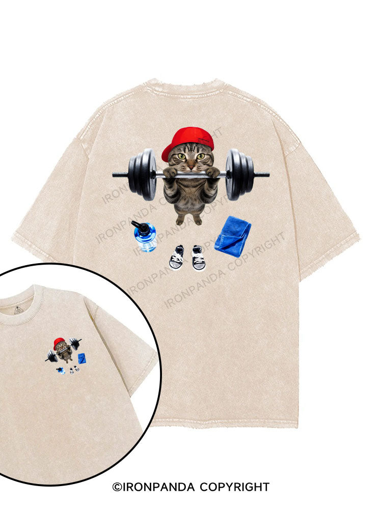 gym cat  printed Gym Shirt