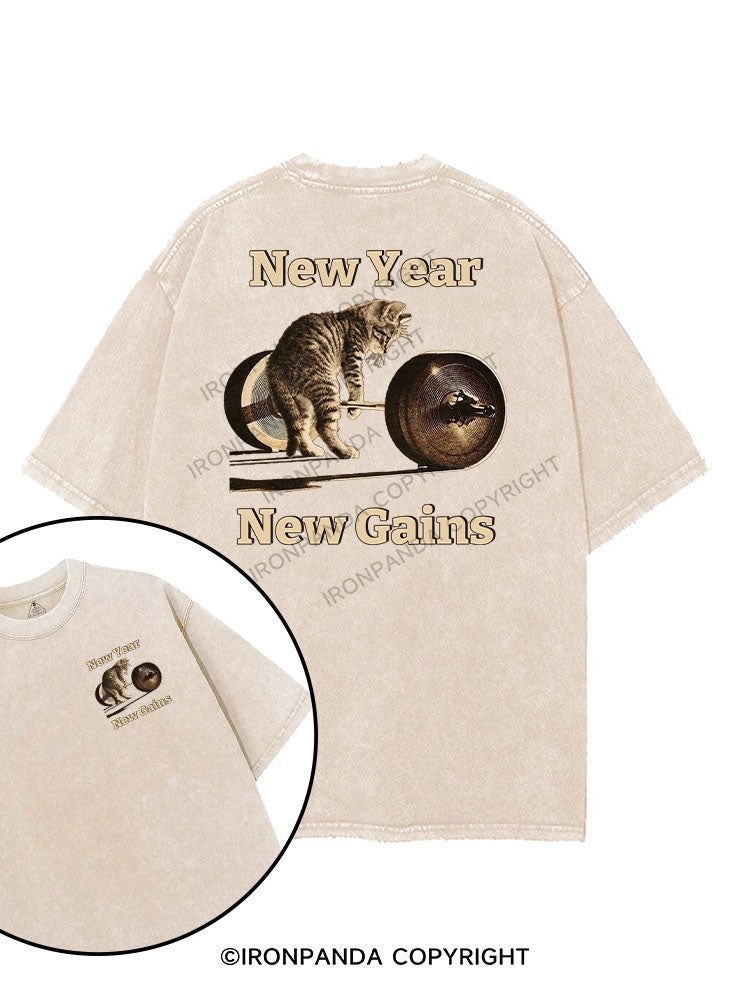 New Year, New Gains printed Gym Shirt