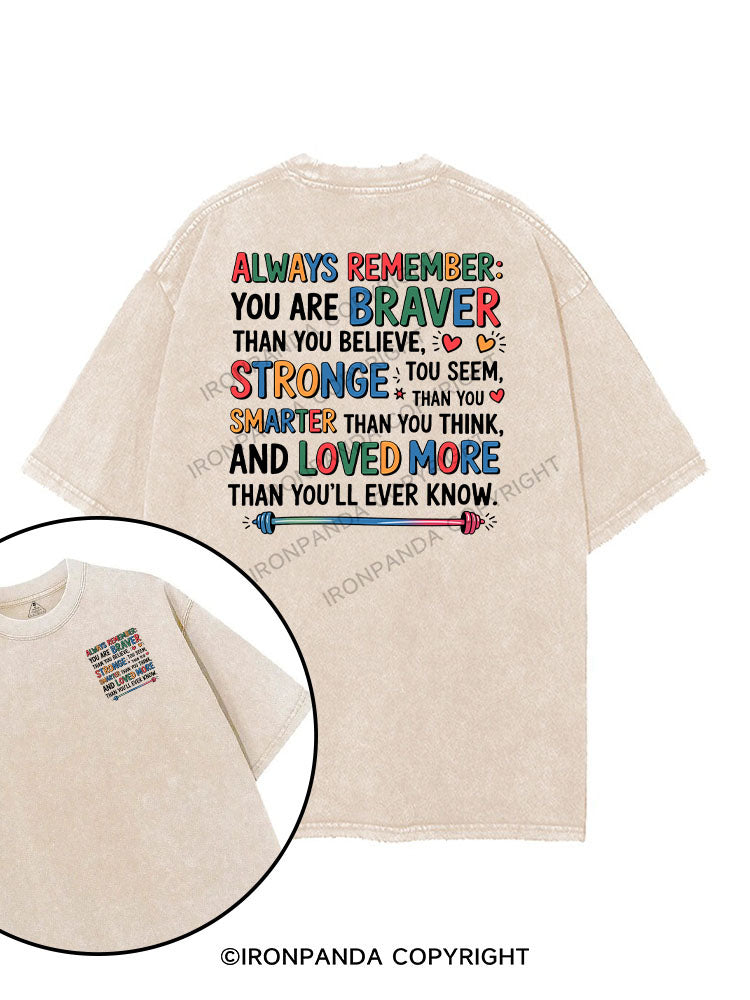 Always remember: you are braver than you believe printed Gym Shirt