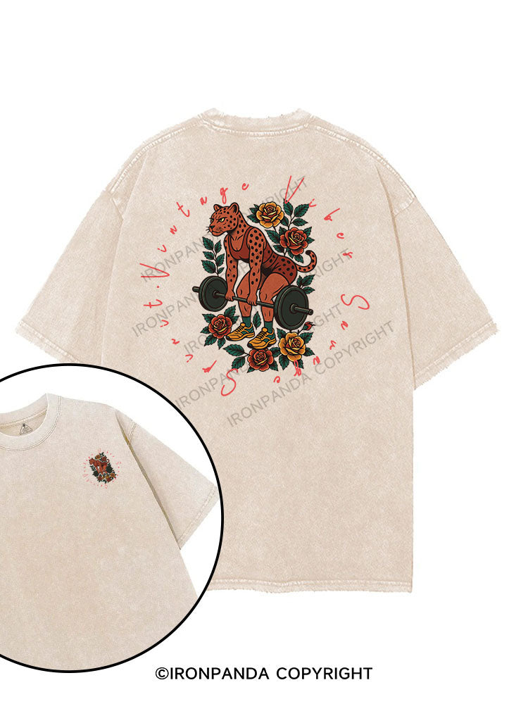 VINTAGE VIBES, SAVAGE SPIRIT printed Gym Shirt
