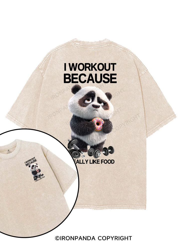I WORKOUT BECAUSE I REALLY LIKE FOOD printed Gym Shirt