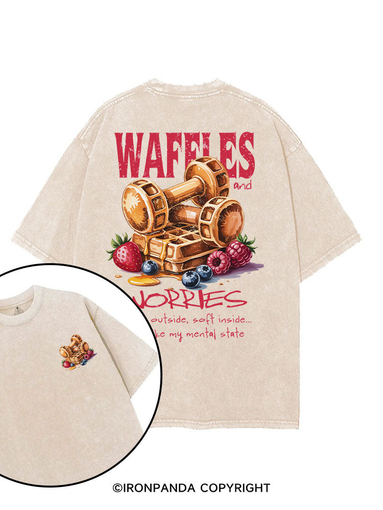 WAFFLES AND WORRIES printed Gym Shirt