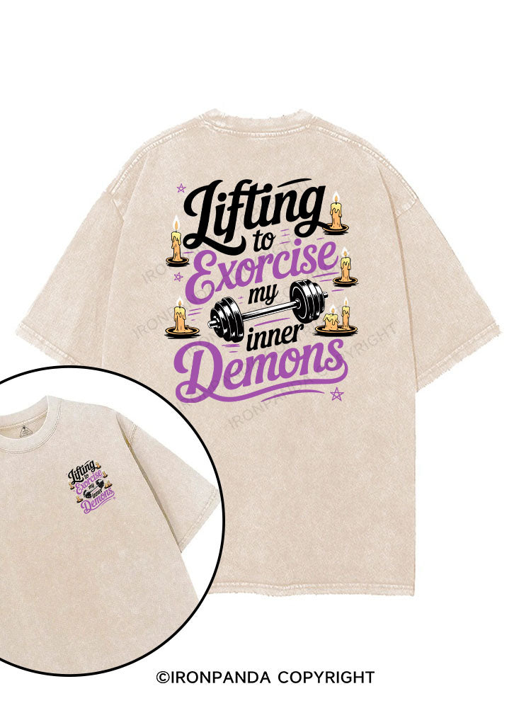 lifting to exorcise my inner demons printed Gym Shirt