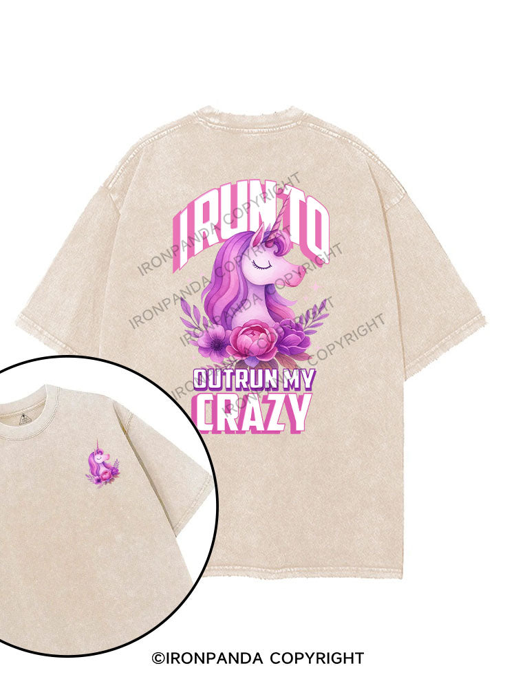 I RUN TO OUTRUN MY CRAZY printed Gym Shirt