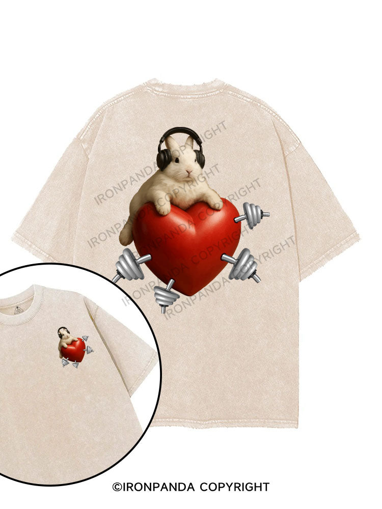 BUNNY GAINS, HEART GAINS printed Gym Shirt