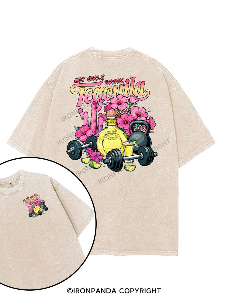 HOT GIRLS DRINK TEQUILA printed Gym Shirt