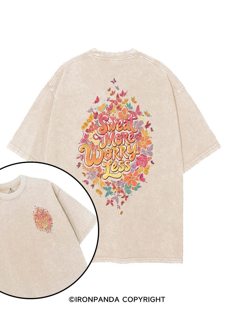 SWEAT MORE WORRY LESS printed Gym Shirt