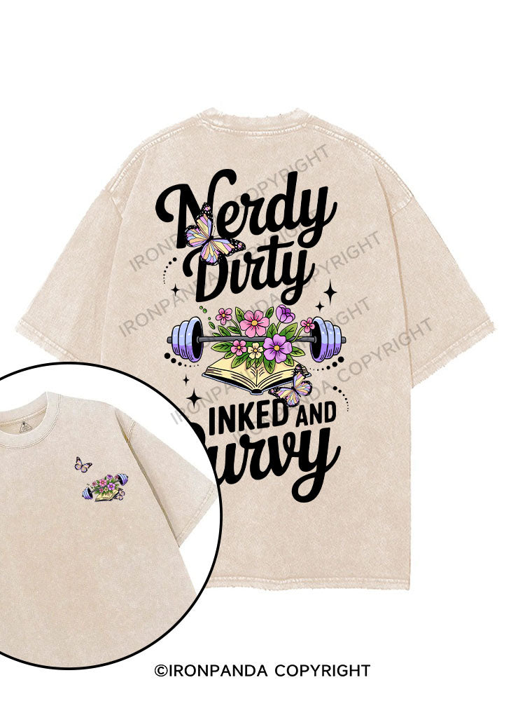 NERDY DIRTY INKED AND CURVY printed Gym Shirt