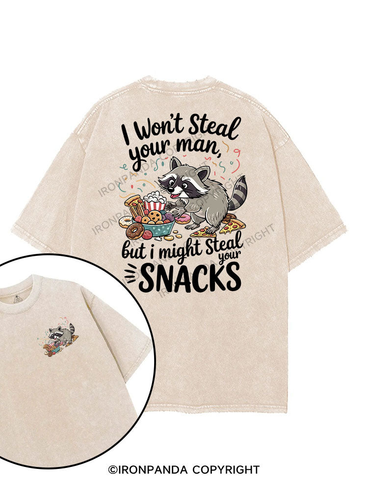 I won't steal your man, but I might steal your SNACKS printed Gym Shirt