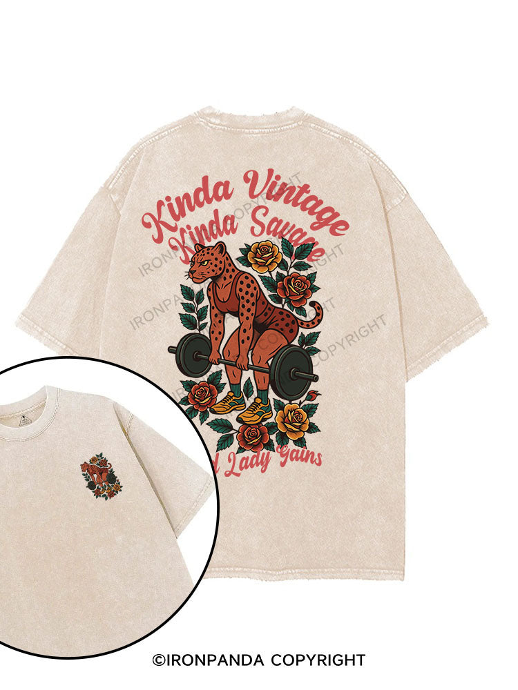 KINDA VINTAGE KINDA SAVAGE OLD LADY GAINS printed Gym Shirt