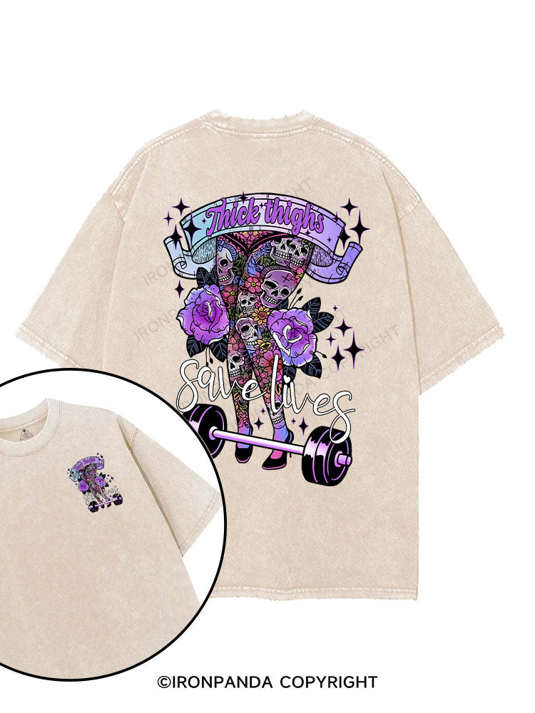 THICK THIGHS SAVE LIVES printed Gym Shirt