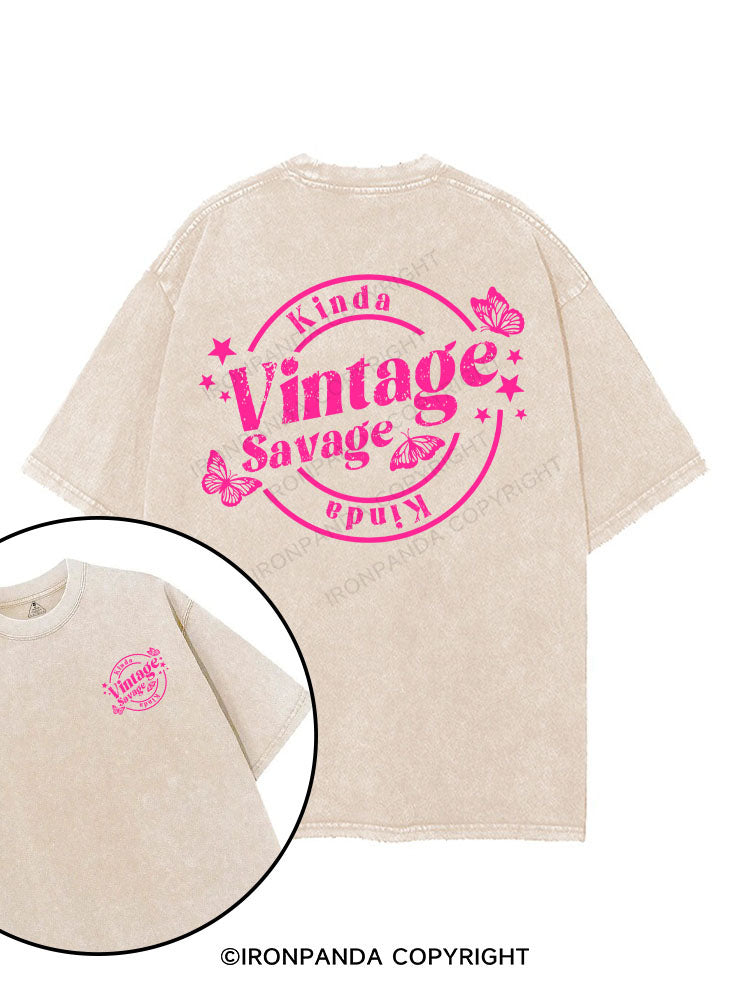 KINDA VINTAGE KINDA SAVAGE printed Gym Shirt