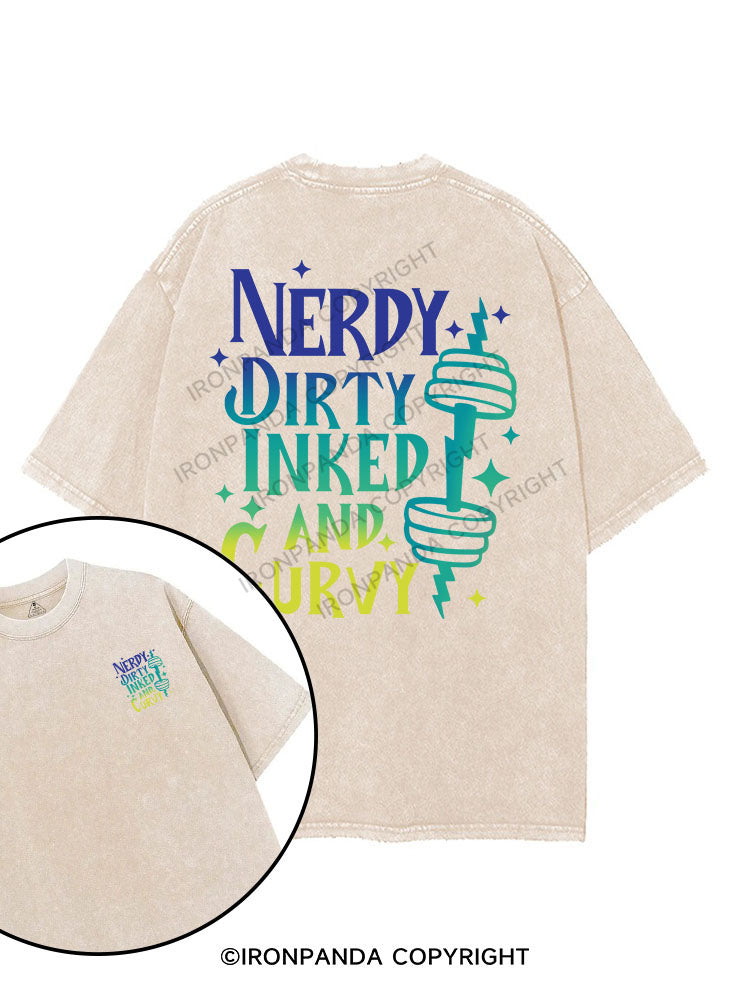 NERDY DIRTY INKED AND CURVY printed Gym Shirt
