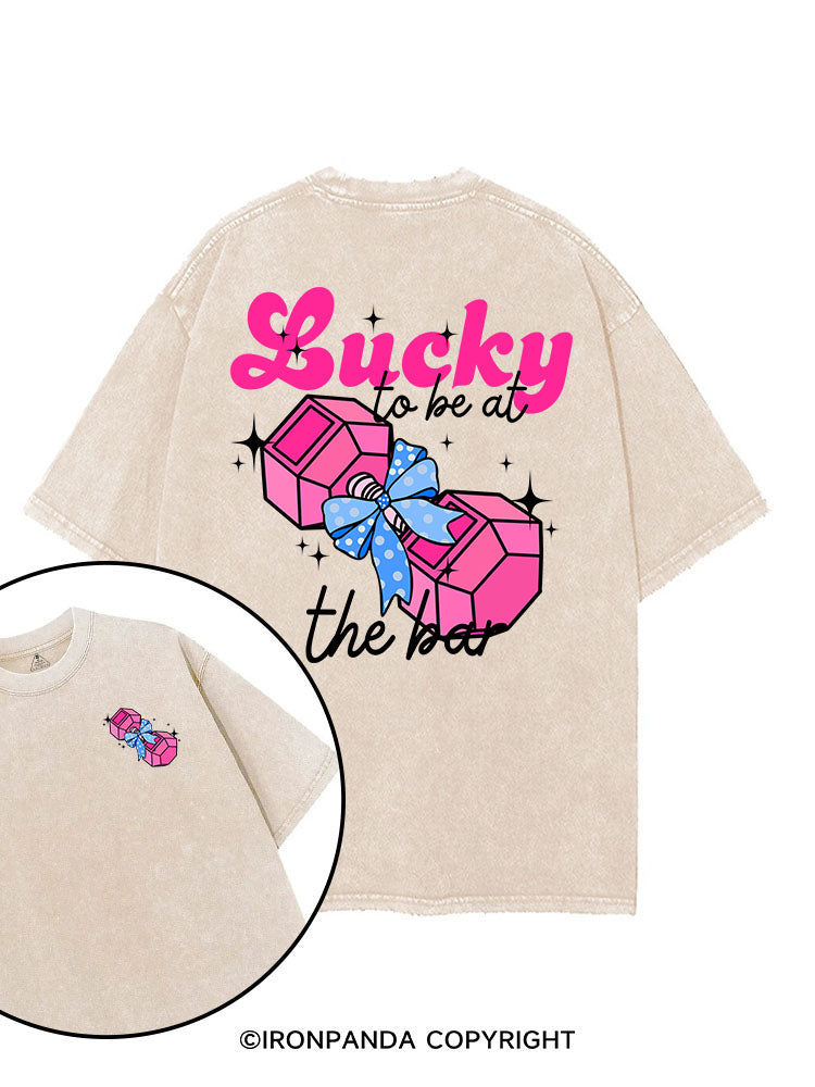 LUCKY TO BE AT THE BAR printed Gym Shirt