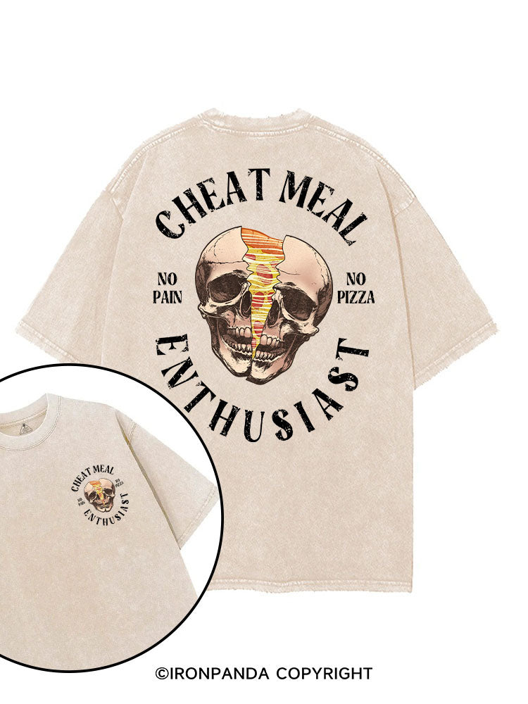 CHEAT MEAL ENTHUSIAST printed Gym Shirt