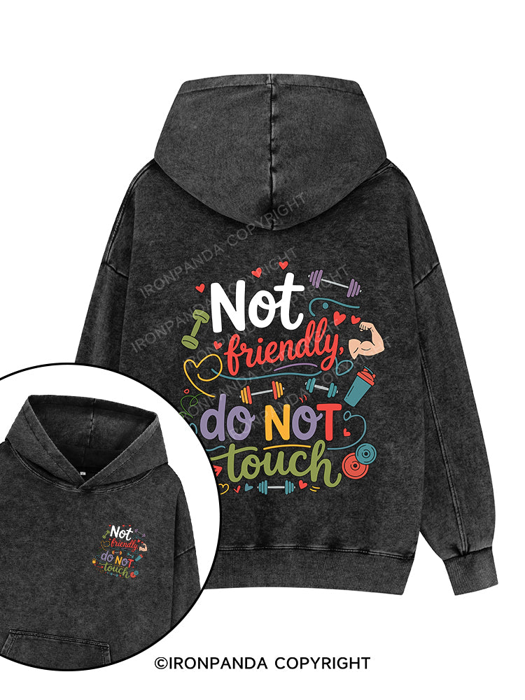 not buiendly do not touch Printed Washed Gym Hoodie