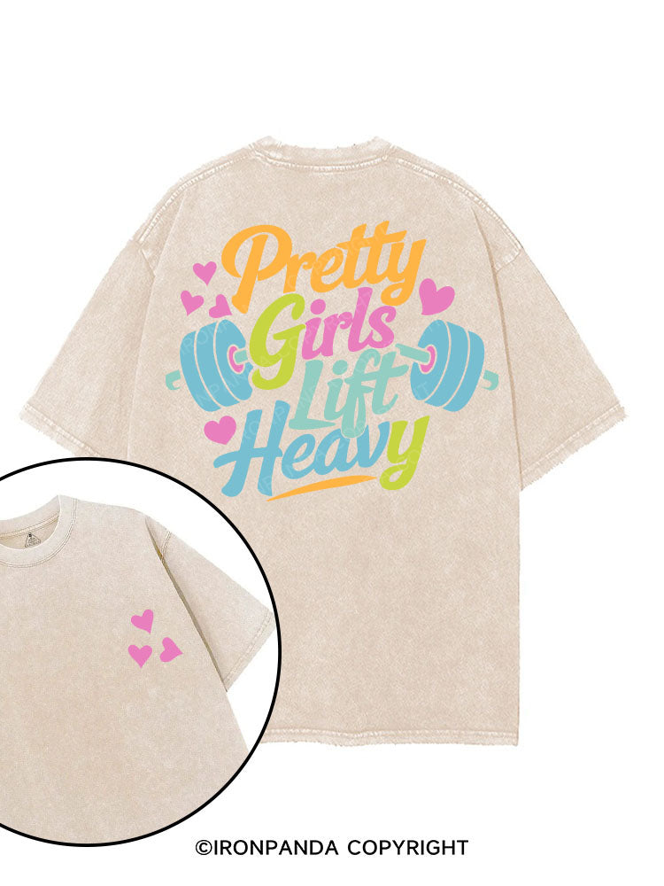 PRETTY GIRLS LIFT HEAVY printed Gym Shirt