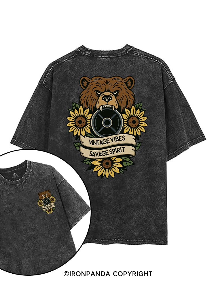 VINTAGE VIBES SAVAGE SPIRIT printed Gym Shirt