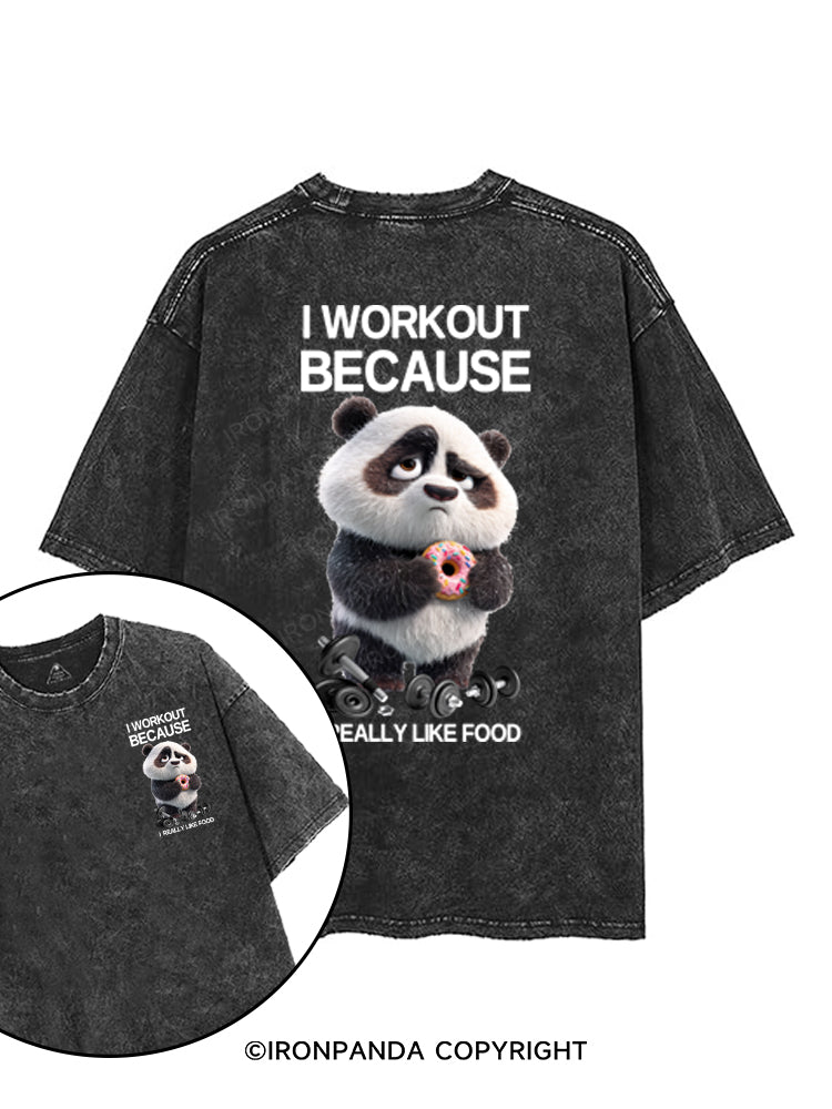 I WORKOUT BECAUSE I REALLY LIKE FOOD printed Gym Shirt