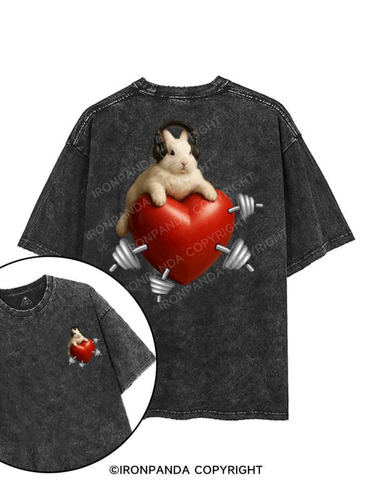BUNNY GAINS, HEART GAINS printed Gym Shirt