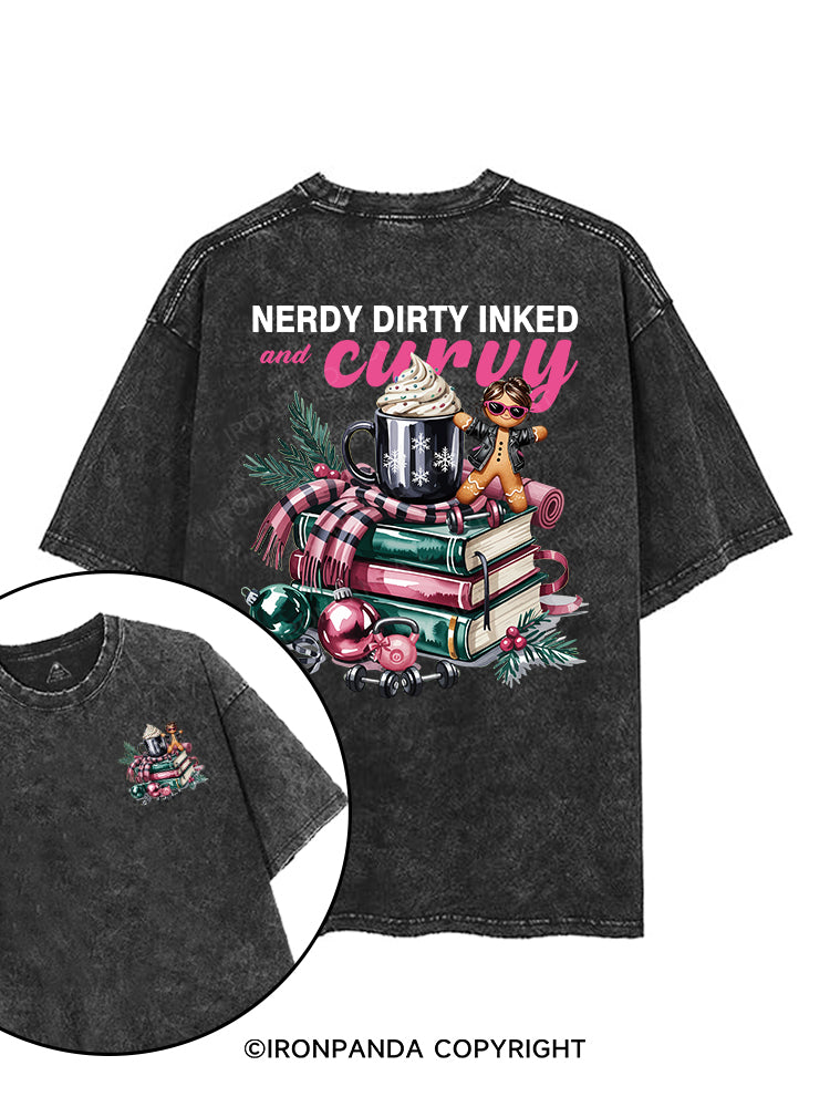 NERDY DIRTY INKED and curuy printed Gym Shirt