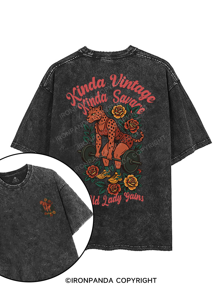 KINDA VINTAGE KINDA SAVAGE OLD LADY GAINS printed Gym Shirt