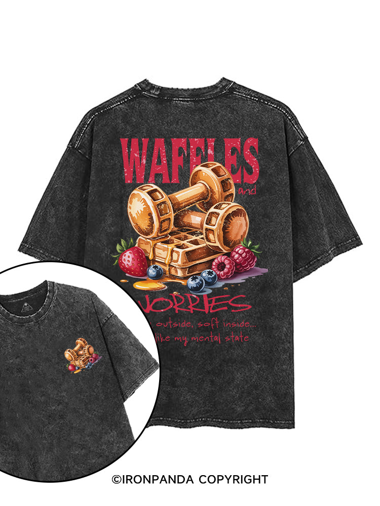WAFFLES AND WORRIES printed Gym Shirt