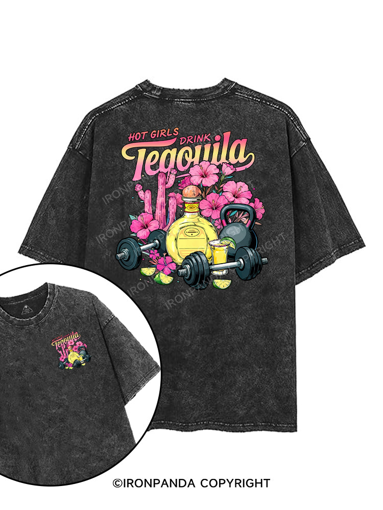 HOT GIRLS DRINK TEQUILA printed Gym Shirt