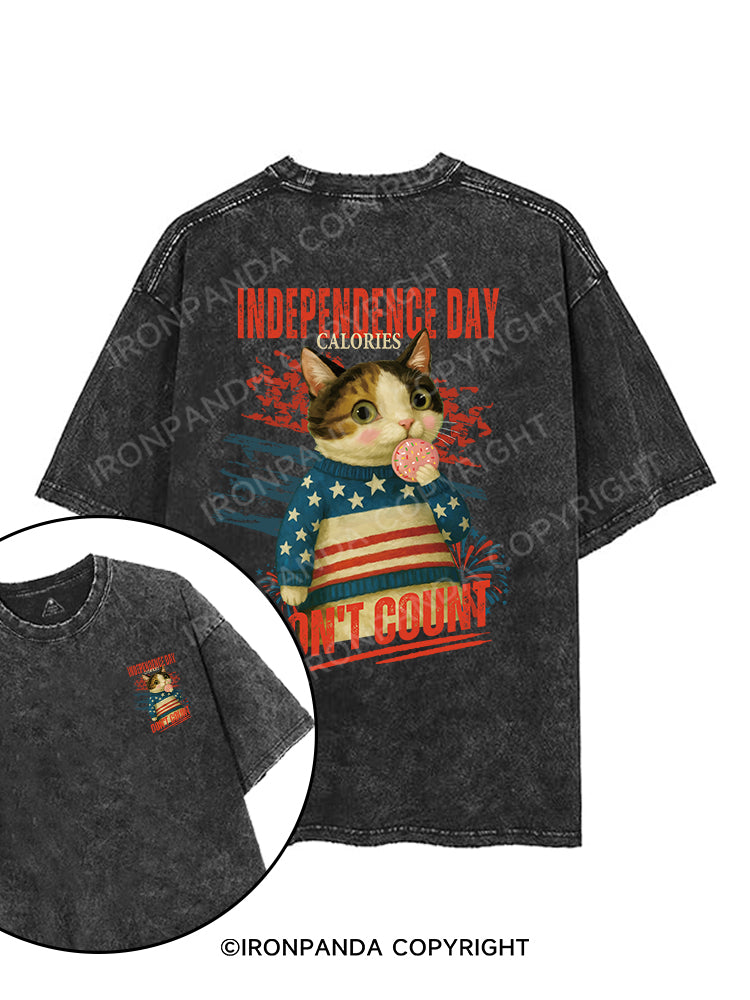 INDEPENDENCE DAY CALORIES DON'T COUNT printed Gym Shirt