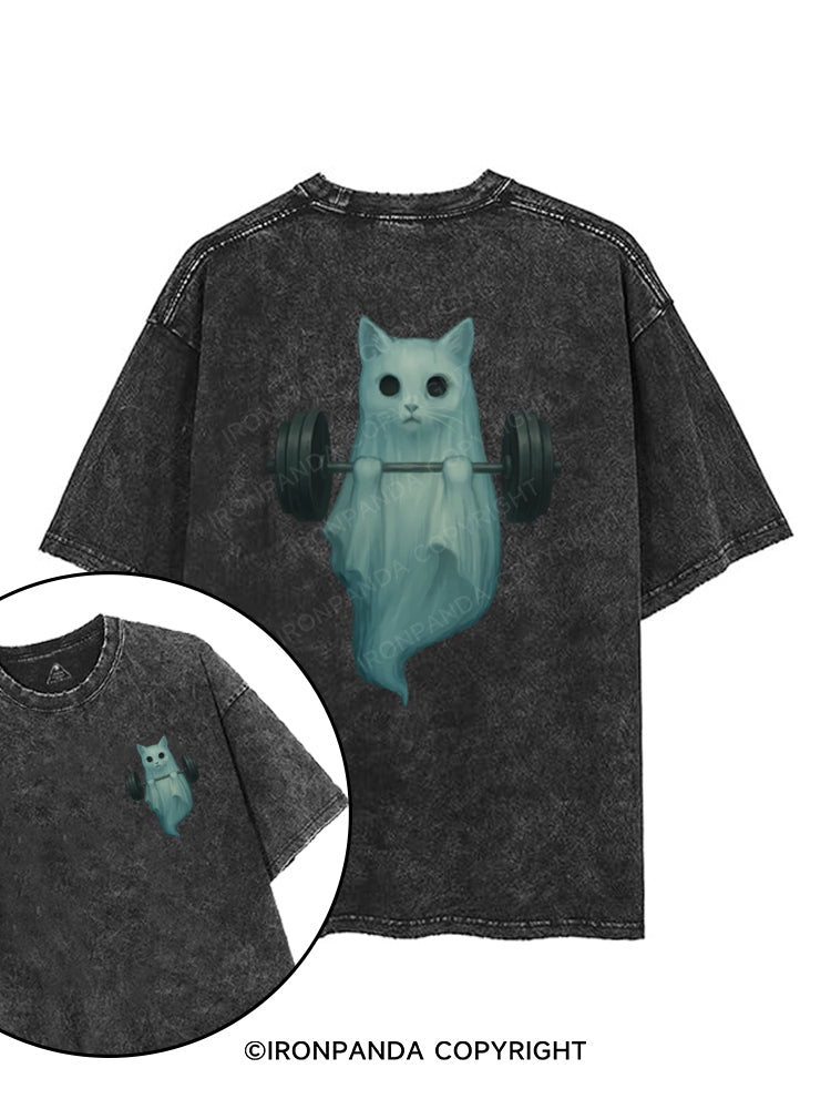 Meow-scular Ghost printed Gym Shirt