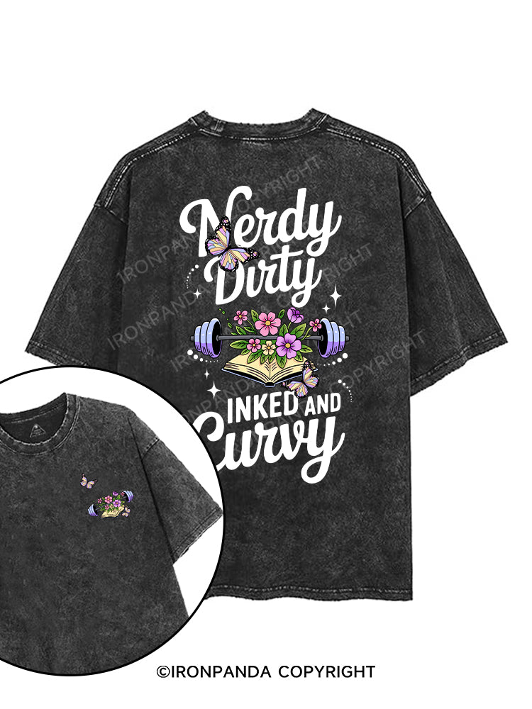 NERDY DIRTY INKED AND CURVY printed Gym Shirt
