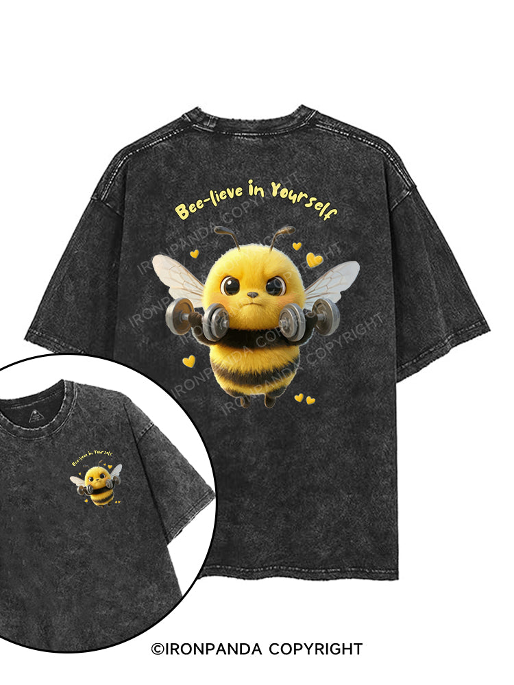 BEE-LIEVE IN YOURSELF printed Gym Shirt