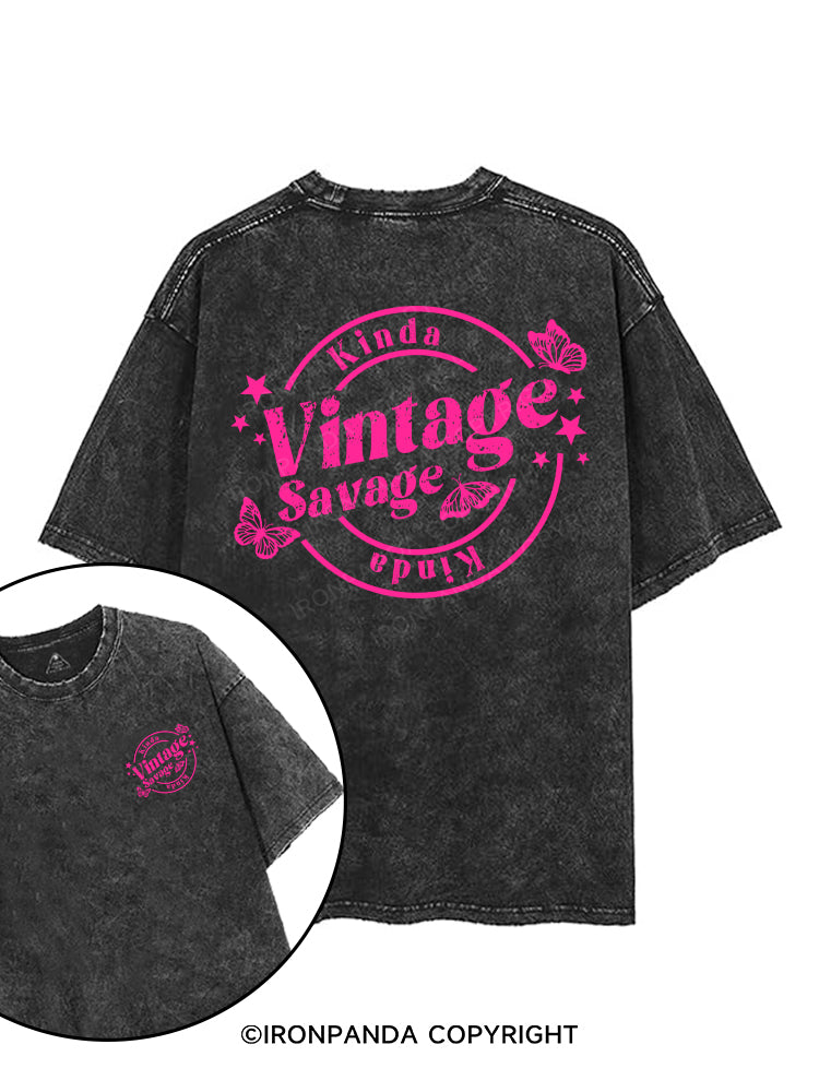 KINDA VINTAGE KINDA SAVAGE printed Gym Shirt