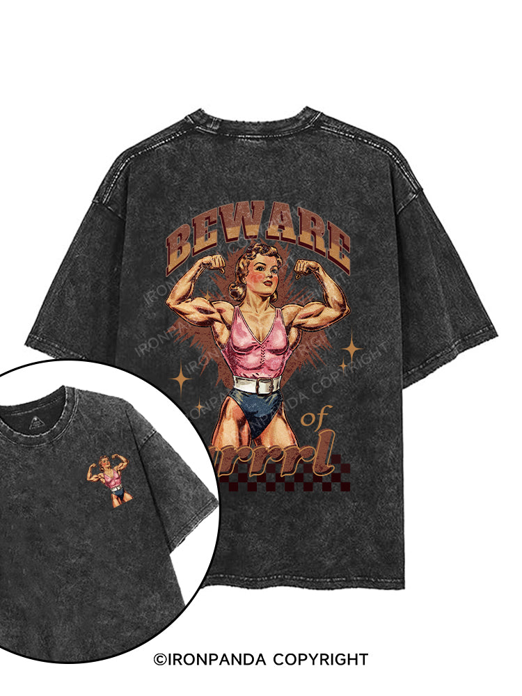 BEWARE OF GRRRL printed Gym Shirt