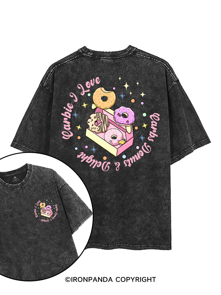 CARBIE I LOVE CARBS DONUTS & DELIGHT printed Gym Shirt