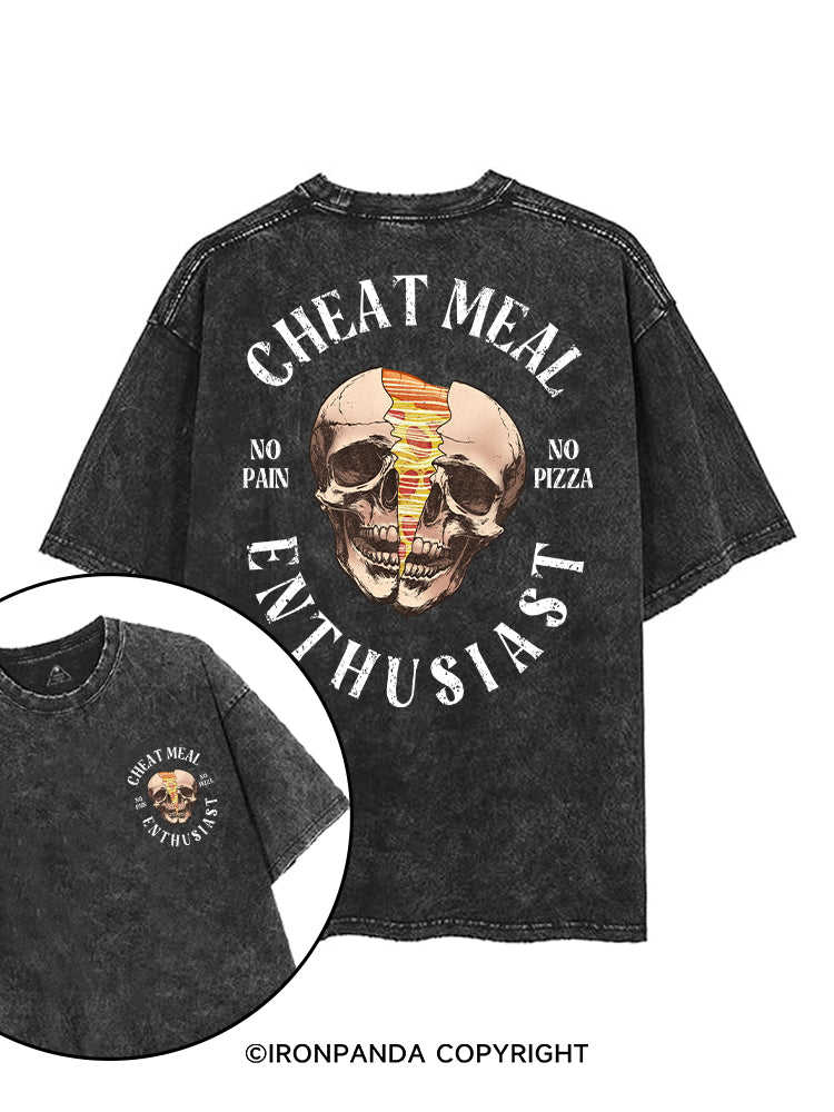 CHEAT MEAL ENTHUSIAST printed Gym Shirt