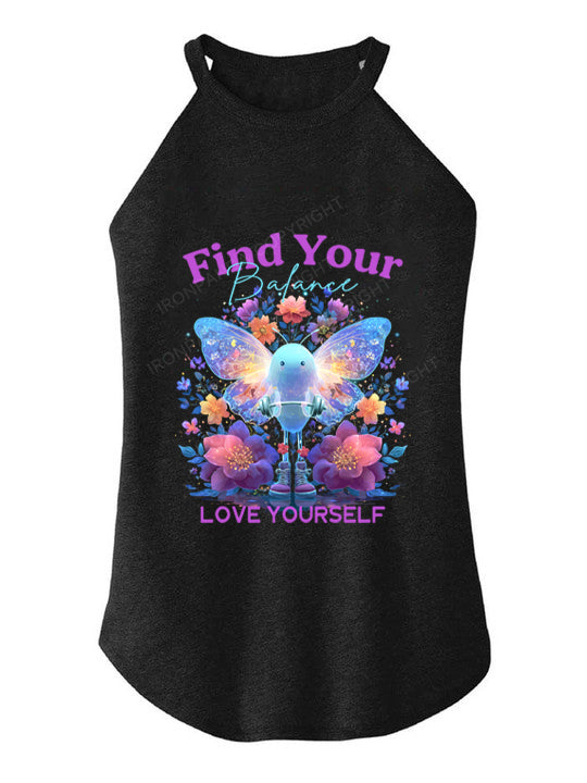 FIND YOUR BALANCE LOVE YOURSELF TRI ROCKER COTTON TANK