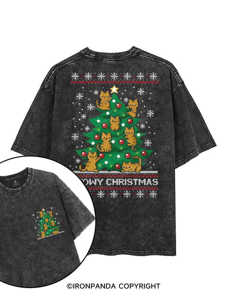MEOWY CHRISTMAS printed Gym Shirt