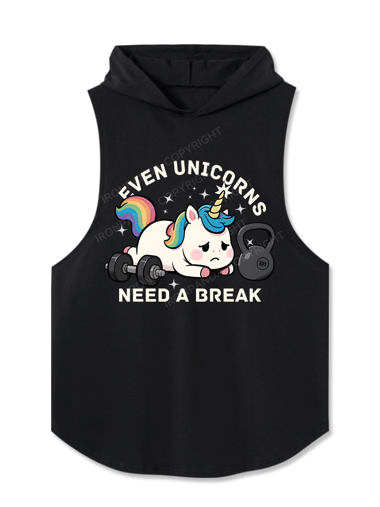Even Unicorns Need a Break Hooded Tank