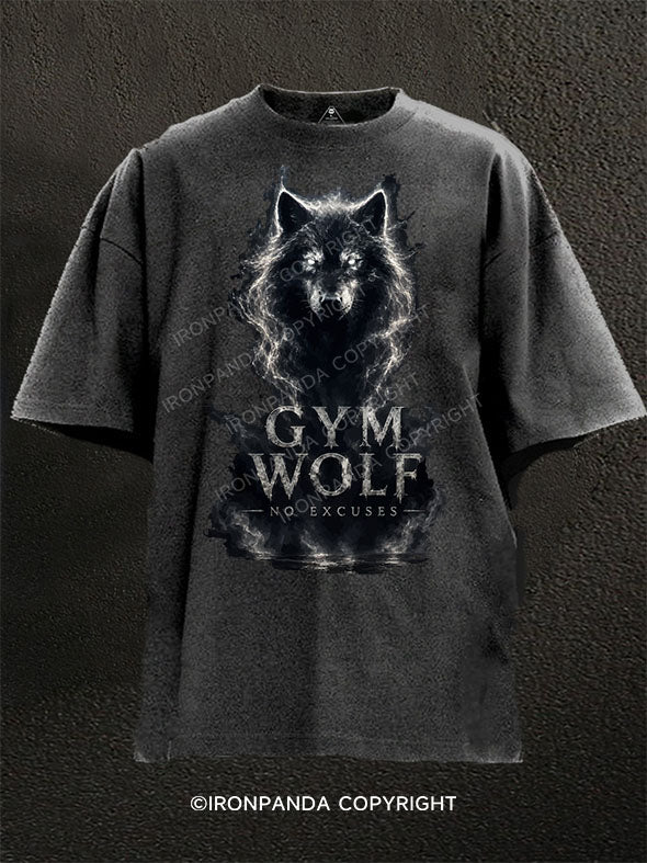 gym wolf no excuses Washed Gym Shirt