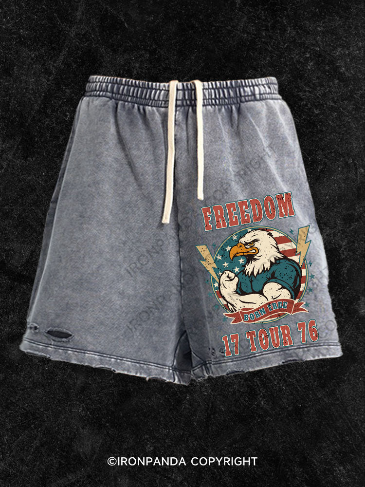 FREEDOM BORN FREE 17 TOUR 76 Washed Gym Shorts