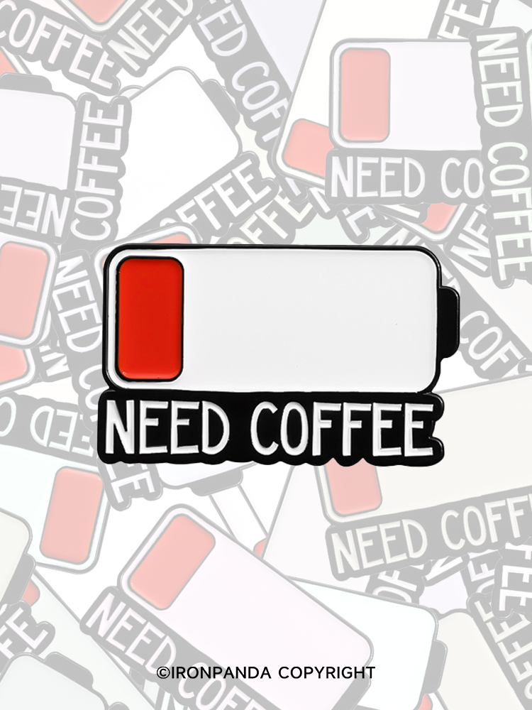 IronPanda NEED COFFEE Pin