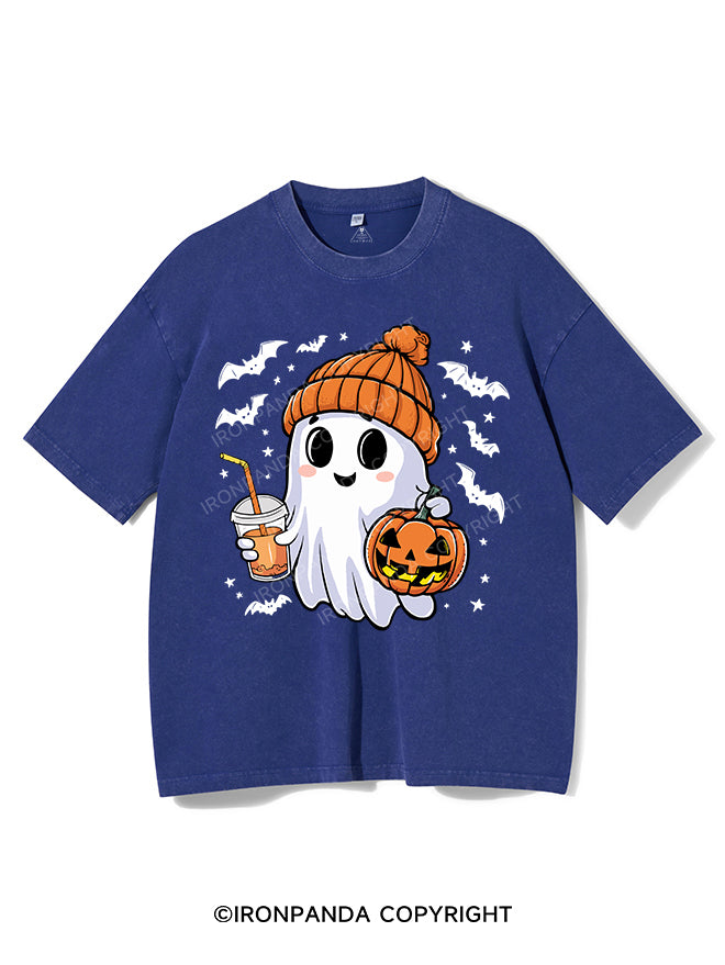 HALLOWEEN ICED COFFEE GHOST VINTAGE GYM SHIRT