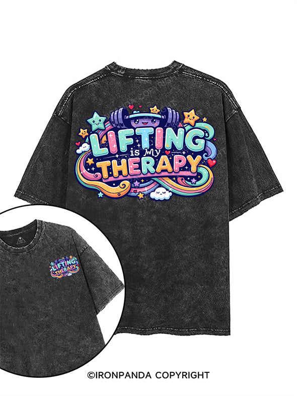 lifting is my therapy printed Gym Shirt