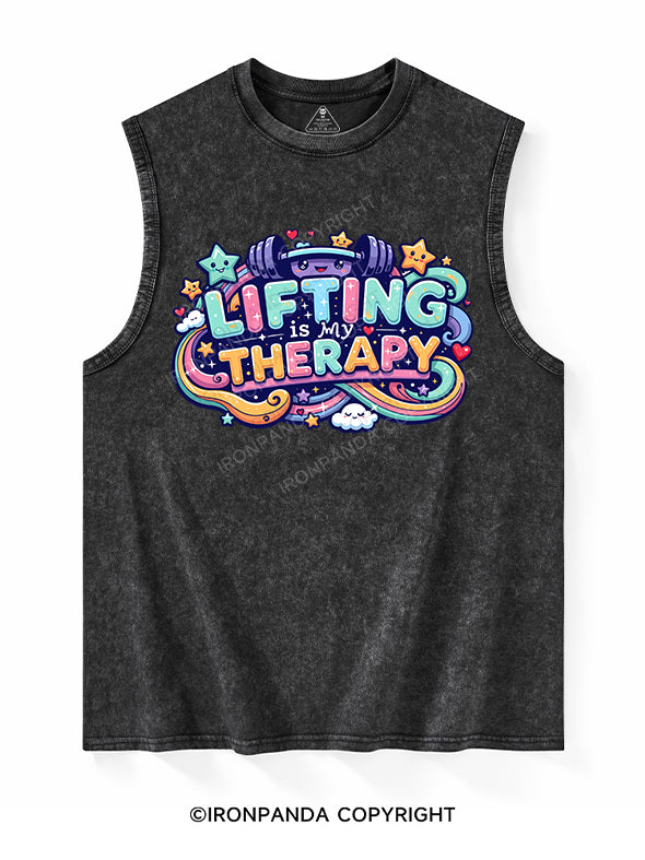 lifting is my therapy Washed Tank