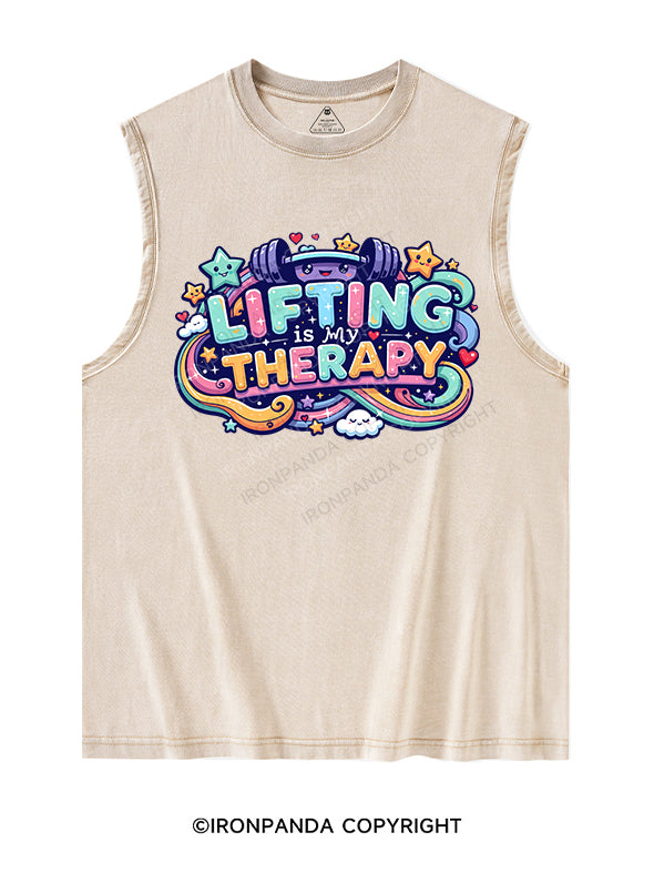lifting is my therapy Washed Tank