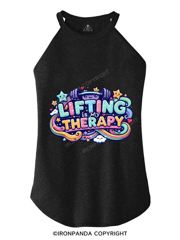 lifting is my therapy ROCKER COTTON TANK