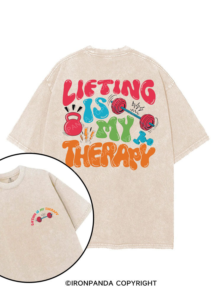 LIFTING IS MY THERAPY printed Gym Shirt